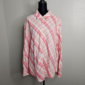 Liz Claiborne Liz Sport 100% Linen Long Sleeve Button Down Shirt Size XL Coastal